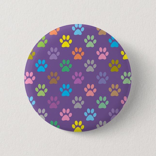 Colorful paw prints pattern button (Front)