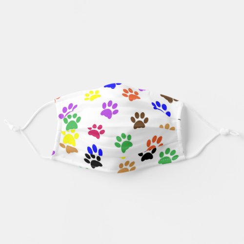 Colorful Paw Prints Pattern  Custom Adult Cloth Face Mask