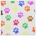 Colorful Paw Prints Pattern Fabric