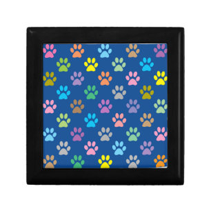 Colorful paw prints pattern gift box