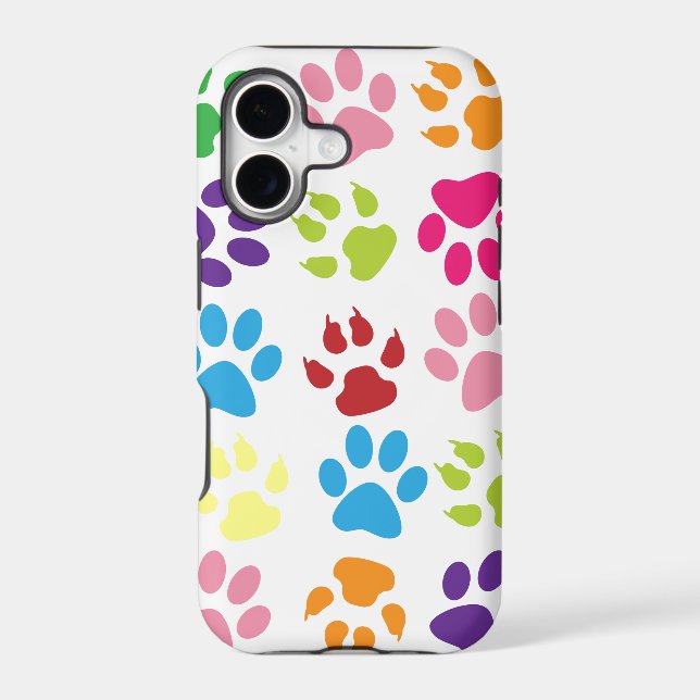 Colorful Paw Prints Pattern Iphone Case (Back)