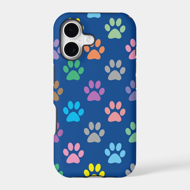 Colorful paw prints pattern iphone case (Back)