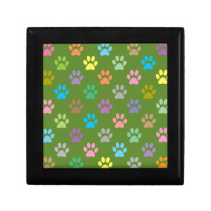 Colorful paw prints pattern keepsake box