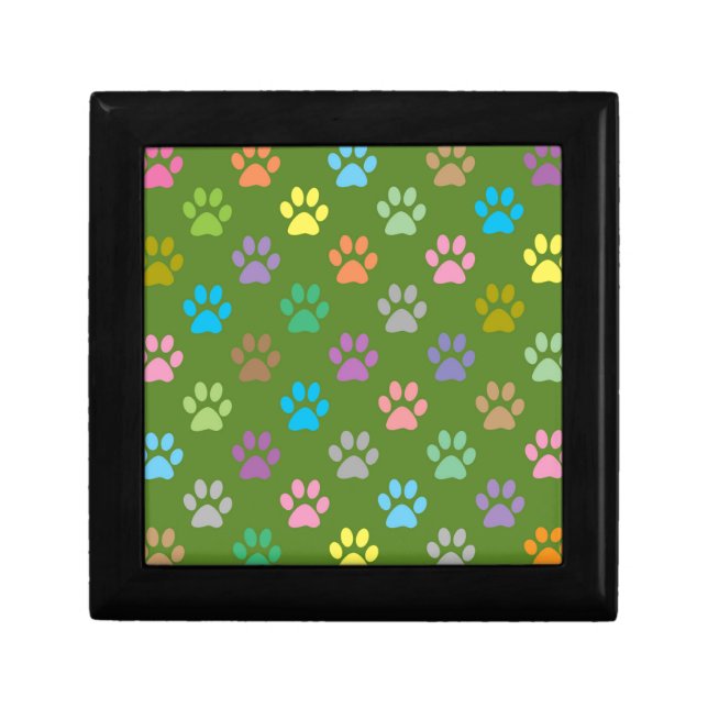 Colorful paw prints pattern keepsake box (Front)