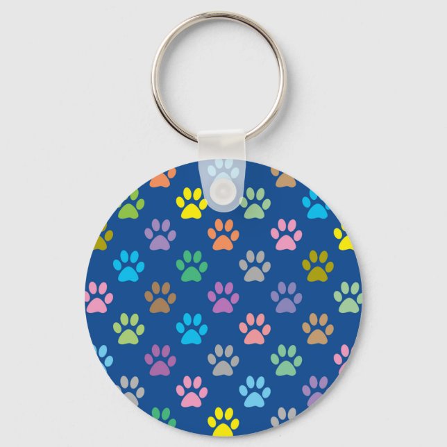 Colorful paw prints pattern keychain (Front)