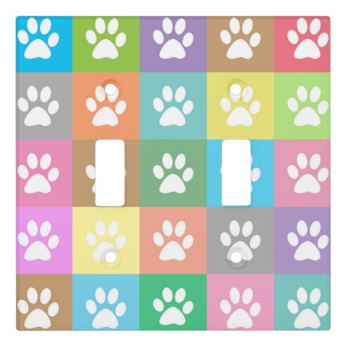Colorful paw prints pattern       light switch cover
