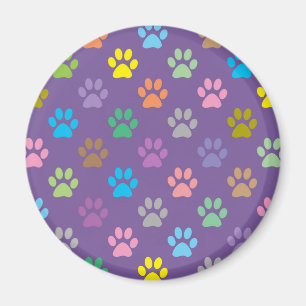 Colorful paw prints pattern magnet