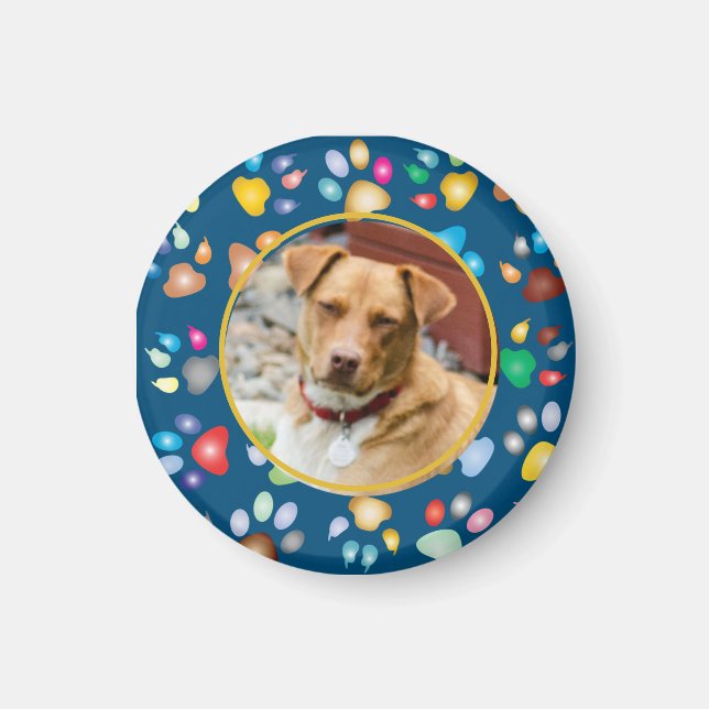 Colorful Paw Prints Pattern Magnet (Front)