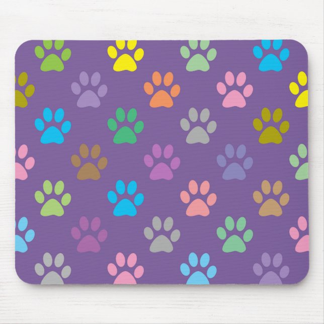 Colorful paw prints pattern mouse pad (Front)