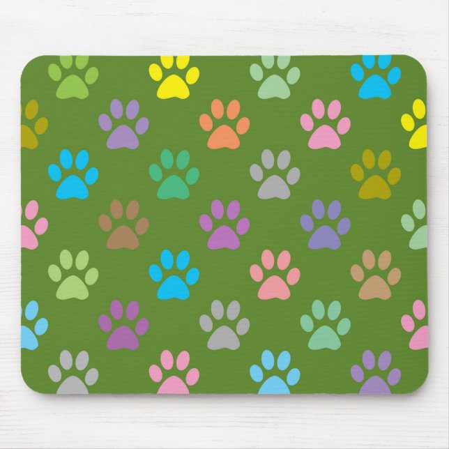 Colorful paw prints pattern mouse pad (Front)