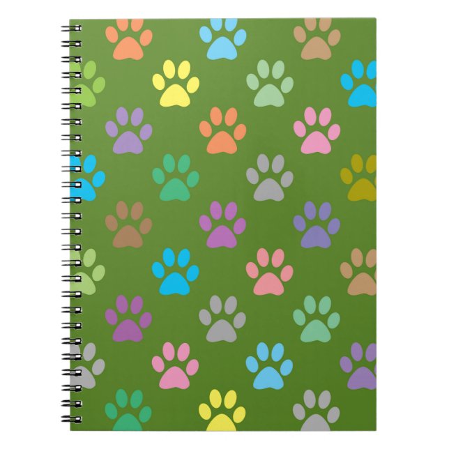Colorful paw prints pattern notebook (Front)