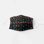 Colorful Paw Prints Pattern on Black Adult Cloth Face Mask