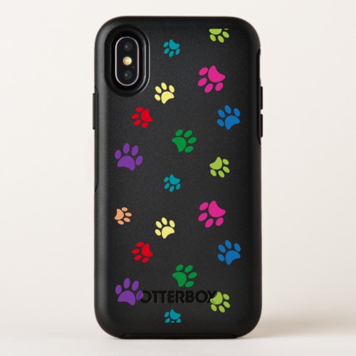 Colorful Paw Prints Pattern OtterBox Symmetry iPhone X Case