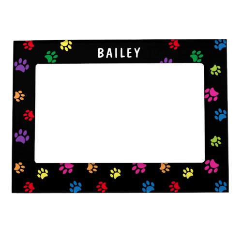 Colorful Paw Prints Pattern Personalized Magnetic Frame