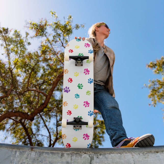 Colorful Paw Prints Pattern Skateboard (Outdoor 1)