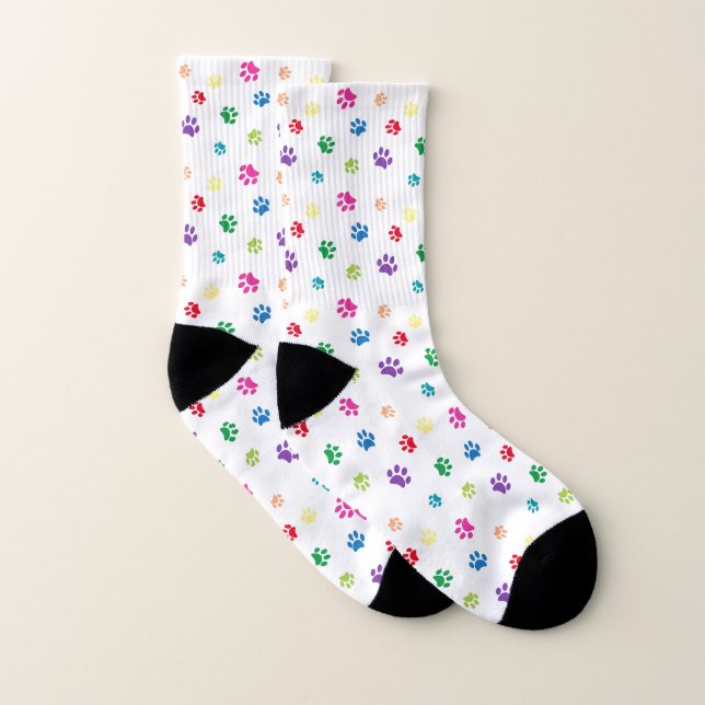 Colorful Paw Prints Pattern Socks (Pair)