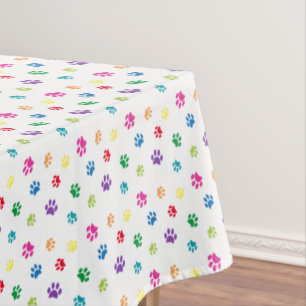 Colorful Paw Prints Pattern Tablecloth