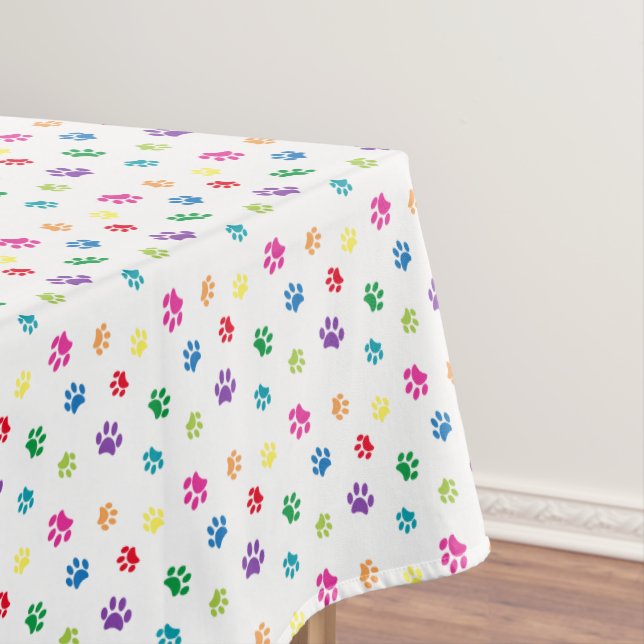 Colorful Paw Prints Pattern Tablecloth (In Situ)