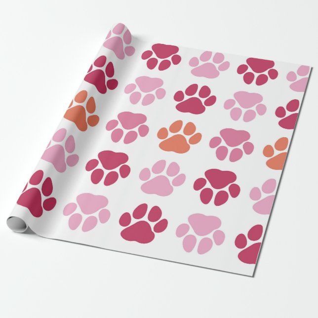 Colorful Paw Prints Pattern Wrapping Paper (Unrolled)