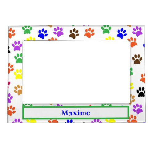 Colorful Paw Prints  Personalized Magnetic Frame