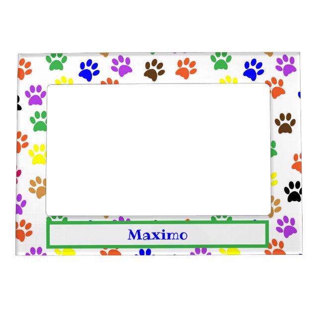 Colorful Paw Prints | Personalized Magnetic Frame (Front)