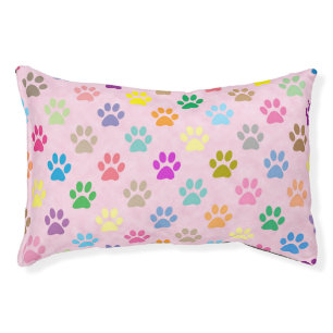 Colorful paw prints pet bed
