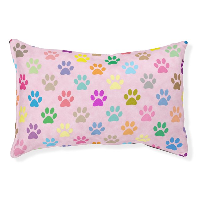 Colorful paw prints pet bed (Front)