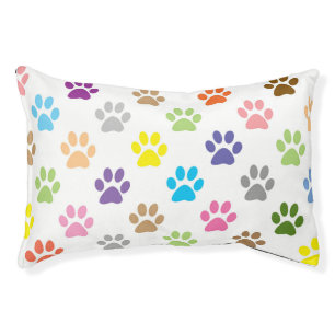 Colorful paw prints pet bed