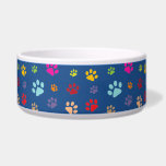 Colorful Paw Prints Pet Bowl<br><div class="desc">Colorful Paw Prints Pet Bowl with customizable background color.</div>