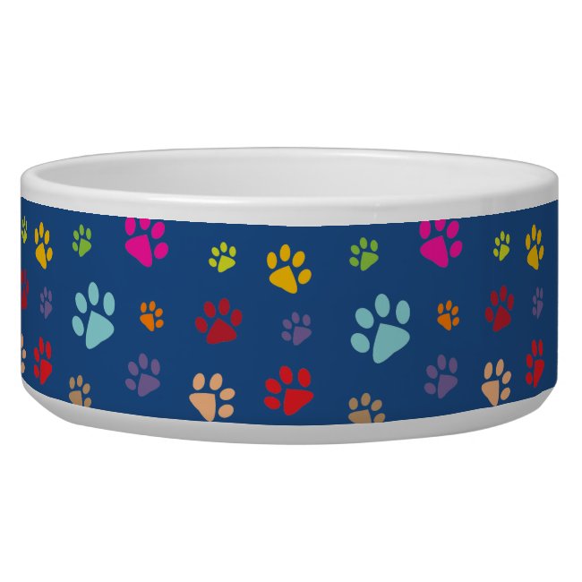 Colorful Paw Prints Pet Bowl