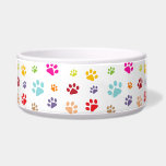 Colorful Paw Prints Pet Bowl<br><div class="desc">Colorful Paw Prints Pet Bowl with customizable background color.</div>