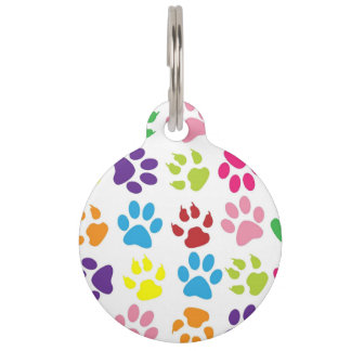 Colorful Paw Prints Pet ID Tag