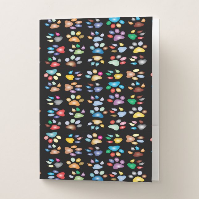 Colorful paw prints pocket folder (Front)
