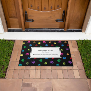 Colorful Paw Prints Professional Pet Salon Doormat