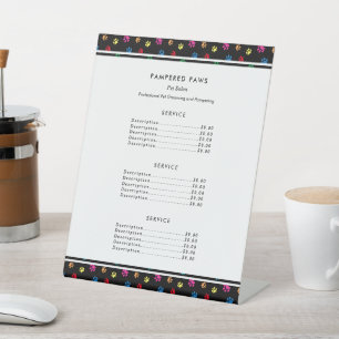 Colorful Paw Prints Professional Pet Salon Pedestal Sign