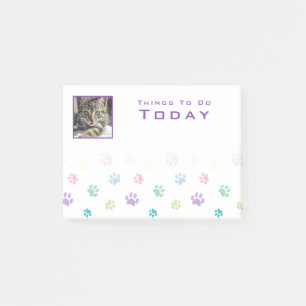 Colorful Paw Prints Purple Photo Frame Post-it Notes