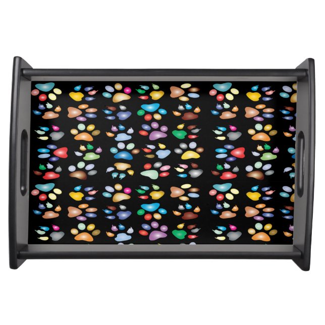 Colorful paw prints serving tray (Front)