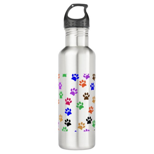 Colorful Paw Prints Stainless Steel Water Bottle