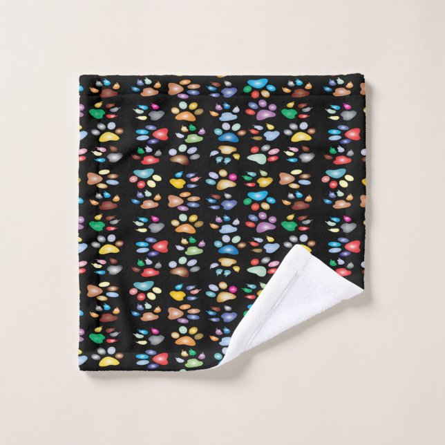 Colorful paw prints wash cloth (Wash Cloth)