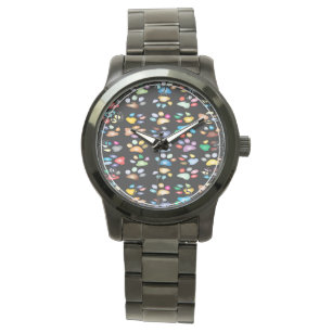 Colorful paw prints watch
