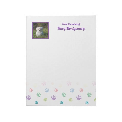 Colorful Paw Prints with Photo Frame Notepad