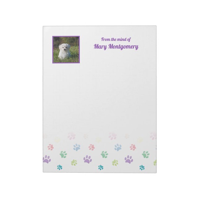 Colorful Paw Prints with Photo Frame Notepad (Rotated)