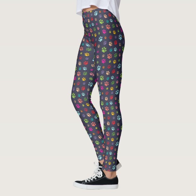 Colorful PawPrints All-Over Print Leggings