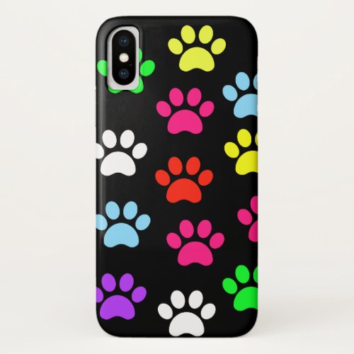 Colorful Pawprints iPhone X Case