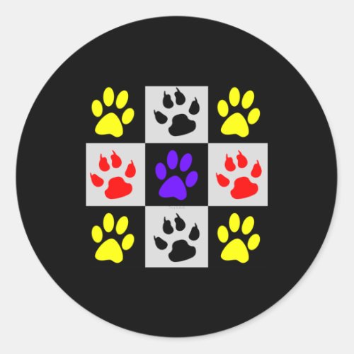 Colorful Paws And Claws Graphic  Classic Round Sticker