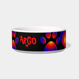 COLORFUL PAWS AND HEARTS,black Bowl