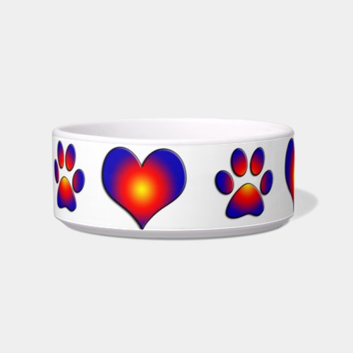 COLORFUL PAWS AND HEARTS BOWL