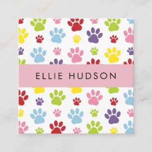 Colorful Paws, Dog Groomer, Dog Walker, Pet Shop Square Business Card