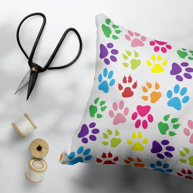 Colorful Paws, Dog Paws, Cat Paws Accent Pillow (Creator Uploaded)