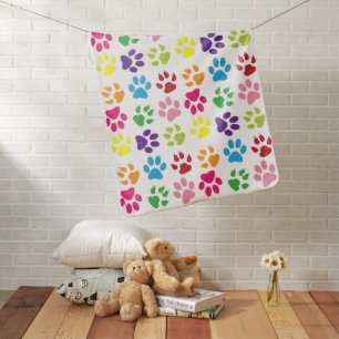 Colorful Paws, Dog Paws, Cat Paws Baby Blanket